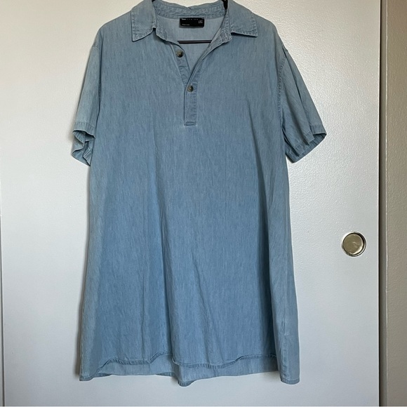 asos light chambray a-line collared dress - Picture 1 of 5